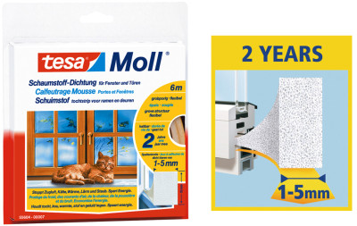 tesa Moll UNIVERSAL calfeutrage mousse, blanc, 15 mm x 6 m