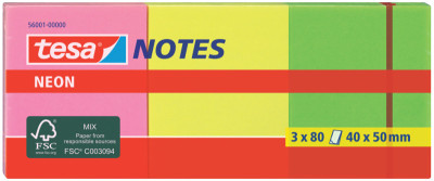 tesa Bloc de notes adhésives Neon Notes, 40 x 50 mm,