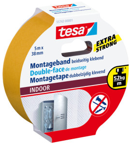 Tesa Double-face de montage INDOOR, 19 mm x 1,5 mm, pour