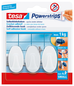 tesa Crochet Powerstrips SMALL, oval, blanc