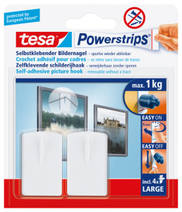 tesa Crochet Powerstrips pour cadre, large, blanc