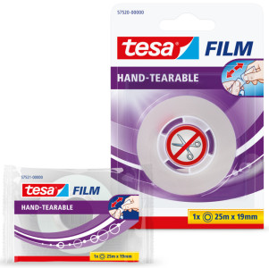 tesa Ruban adhésif, déchirable à la main, transparent, 19 mm