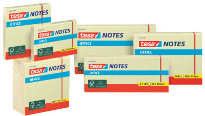 tesa Bloc de notes adhésives Office Notes, 100 x 75 mm, jaun