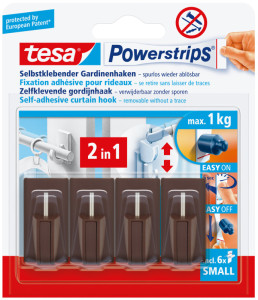 tesa Fixation vario Powerstrips pour rideaux, blanc