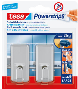 tesa Crochet Powerstrips LARGE classic, chromé