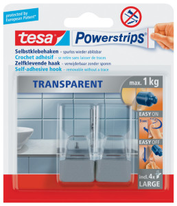 tesa Crochet Powerstrips LARGE Transparent, transparent/