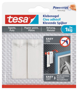 tesa Powerstrips Clou adhésif pour papiers peints et plâtre,