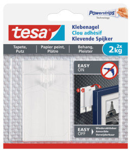 tesa Powerstrips Clou adhésif pour papiers peints et plâtre,