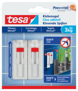 tesa Powerstrips Clou adhésif pour carrelage et métal, 4,0