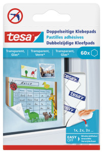 tesa Pastilles adhésives, transparent, adhésion sur les deux