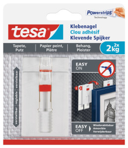 tesa Powerstrips Clou adhésif pour papier peint et plâtre,