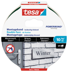 tesa Powerbond Double-face de fixation pour brique, 19 mm x