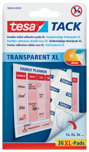 tesa TACK Pastilles adhésives XL, transparent, adhésif sur