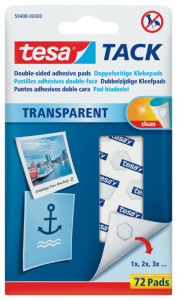 tesa TACK Pastilles adhésives, transparent, adhésif sur les