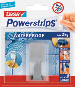 tesa Crochet Powerstrips, en métal, couleur: argent