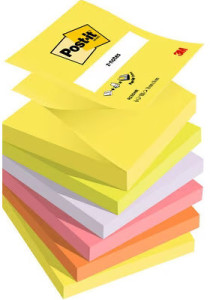3M Post-it Notes adhésives Z-Notes, 127 x 76 mm, 6 couleurs