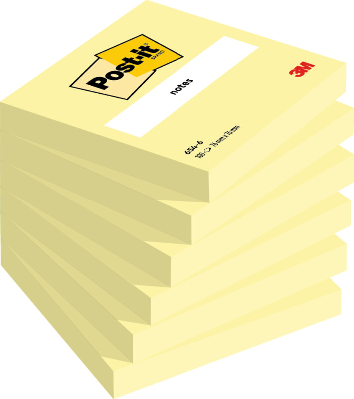 3M Post-it adhésifs, 102 x 152mm, jaune, 100 feuilles/bloc