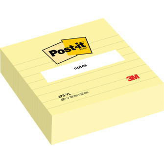 3M Post-it Notes Bloc 662, jaune, 102 x 152 mm, quadrillé