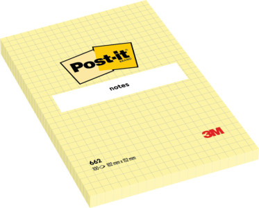 3M Post-it Notes Bloc XL, 100 x 100 mm, jaune, ligné