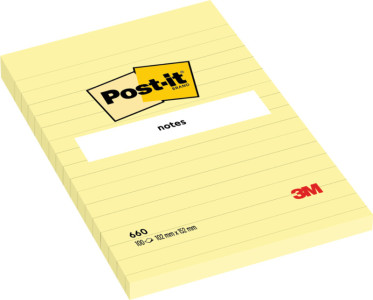 3M Post-it Notes Bloc XL, 100 x 100 mm, jaune, ligné