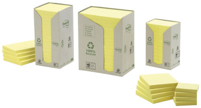 3M Post-it bloc-notes adhésif recyclable, 76 x 76 mm, jaune