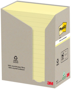 3M Post-it bloc-notes adhésif recyclable, 76 x 76 mm, jaune
