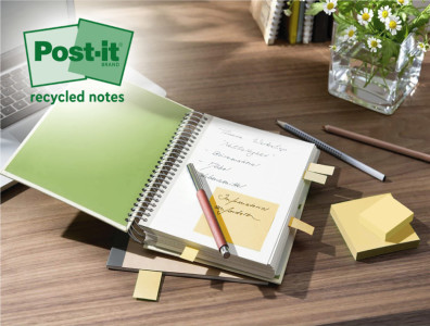 3M Post-it bloc-notes adhésif recyclable, 76 x 76 mm, jaune