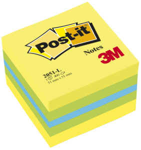 Post-it bloc-notes adhésifs en cube mini, 51 x 51 mm,
