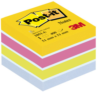 Post-it bloc-notes adhésifs en cube mini, 51 x 51 mm,