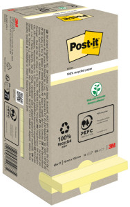 3M Post-it bloc-notes adhésif recyclable, 38 x 51 mm, jaune