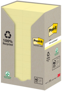 3M Post-it bloc-notes adhésif recyclable, 38 x 51 mm, jaune
