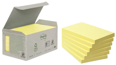 Post-it bloc-notes adhésifs recyclé, 127 x  76 mm, jaune