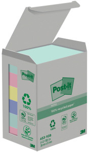 Post-it bloc-notes adhésifs recyclé, 76 x 76 mm, 6 couleurs