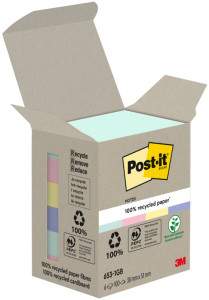 Post-it bloc-notes adhésifs recyclé, 76 x 76 mm, 6 couleurs