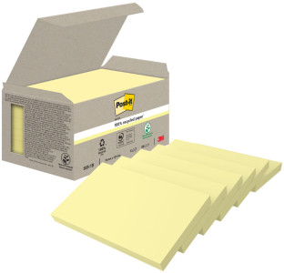 Post-it bloc-notes adhésifs recyclé, 76 x 76 mm, jaune
