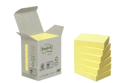 Post-it bloc-notes adhésifs recyclé, 38 x 51 mm, jaune