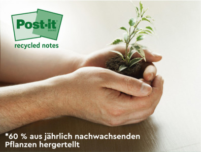 Post-it bloc-notes adhésifs recyclé, 38 x 51 mm, jaune