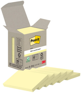 Post-it bloc-notes adhésifs recyclé, 38 x 51 mm, jaune