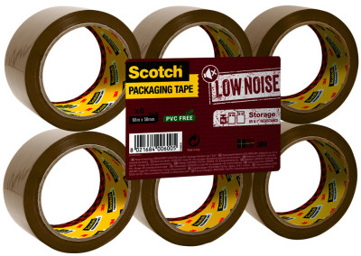 3M Scotch Ruban adhésif d'emballage LOW NOISE, 50 mm x 66 m