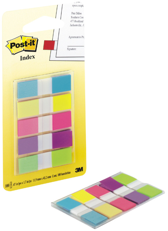 Post-It 100 mini index, Post It, 5 couleurs 