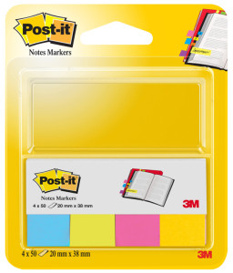 Post-it marque-pages en papier, 20 x 38 mm, en couleurs néon