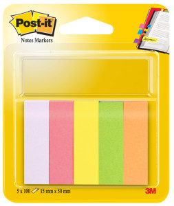 Post-it marque-pages en papier, 20 x 38 mm, en couleurs néon