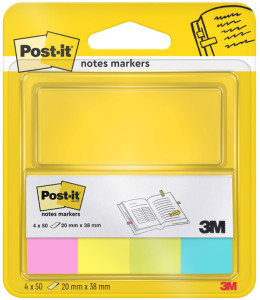Post-it marque-pages en papier, 20 x 38 mm, couleurs ultra