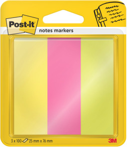 Post-it marque-pages en papier, 25 76 mm, couleurs néon,