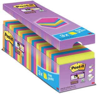 Post-it bloc-notes adhésives Super Sticky Notes, 76 x 76 mm