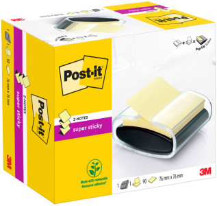 Post-it distributeur Z-Notes, noir/transparent, équipé