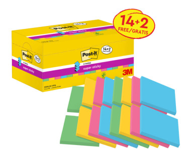 Post-it bloc-notes Super Sticky Z-Notes, 76 x 76 mm, coloré