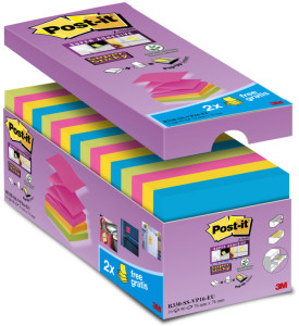 Post-it bloc-notes Super Sticky Z-Notes, 76 x 76 mm, coloré