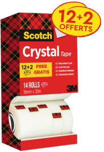 3M Scotch Crystal ruban adhésif Clear 600, 19 mm x 15 m, 2+1