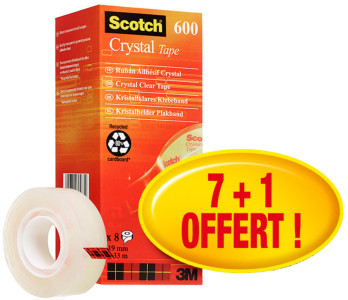 3M Scotch Crystal ruban adhésif Clear 600, 19 mm x 15 m, 2+1